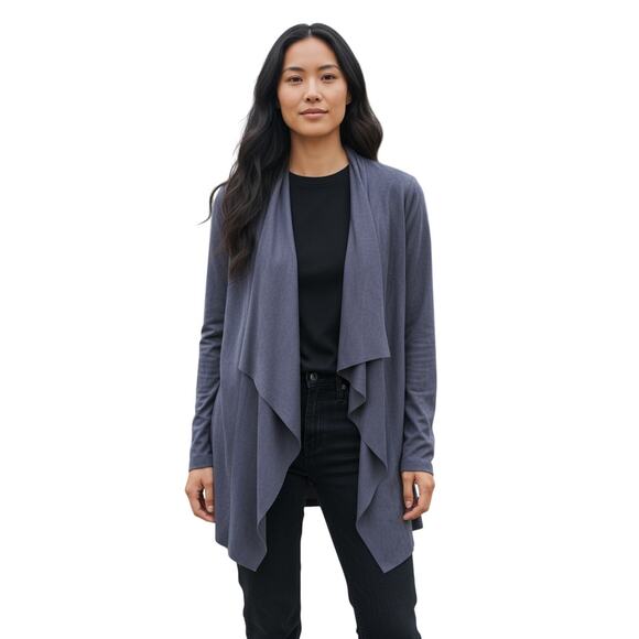 FABALLEY Navy Cardigan M – Faux Suede, Open Front, Lightweight Layer - Picture 6 of 6